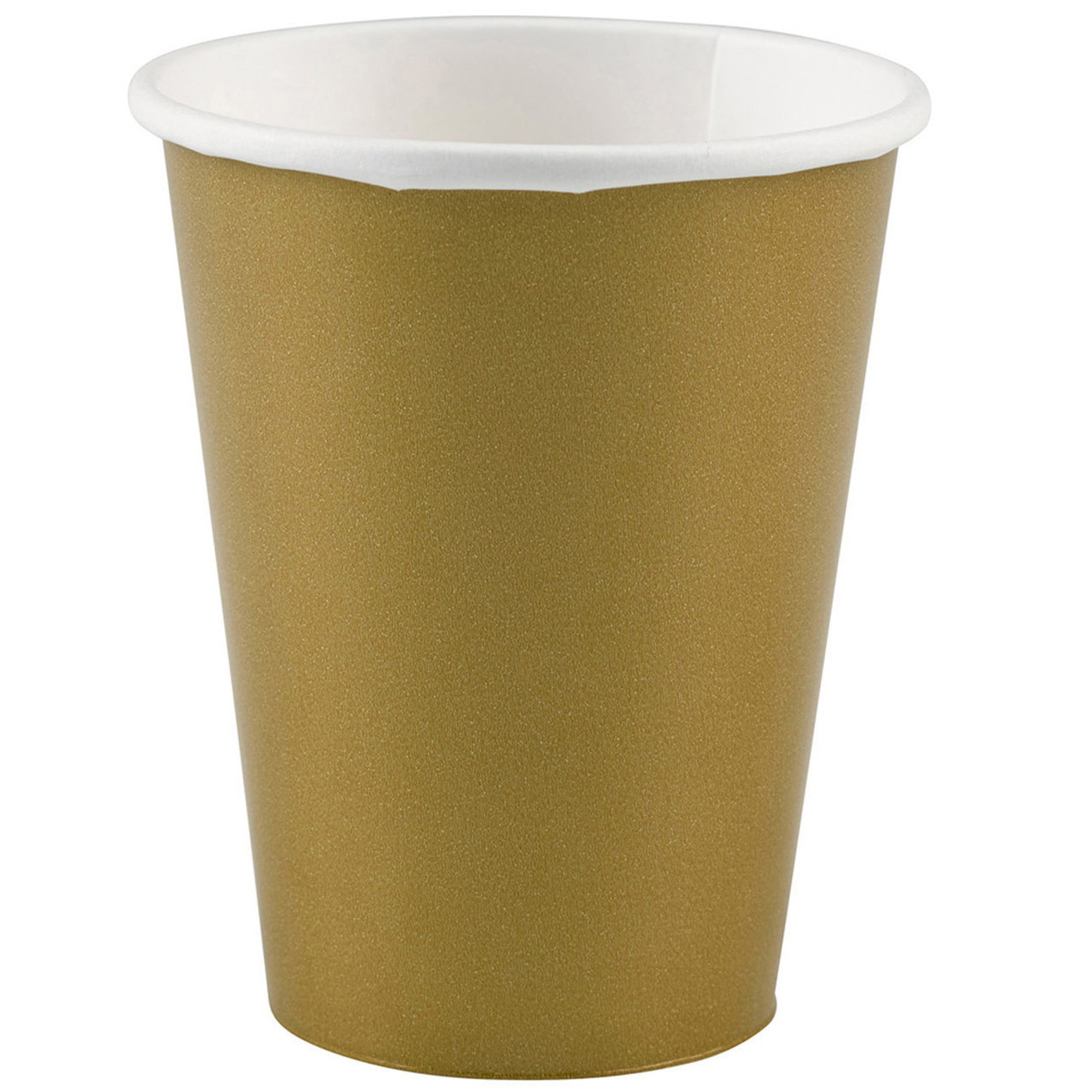 Goudkleurige kartonnen drink bekers 8x stuks 266 ml -
