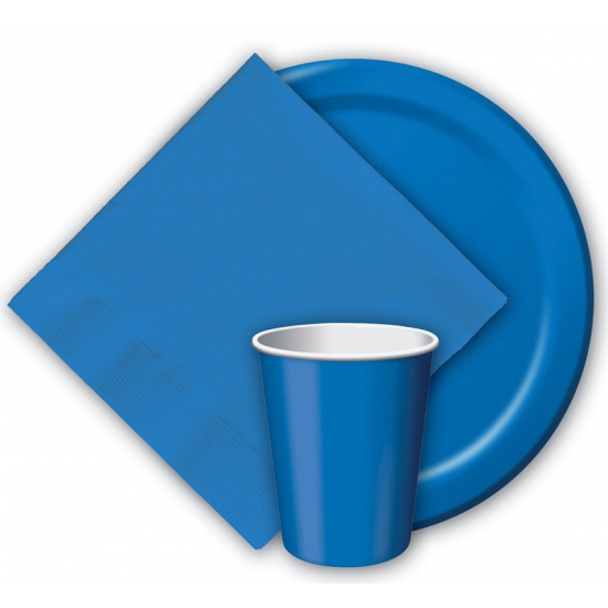 8x Blauwe papieren feest bekertjes 256 ml -