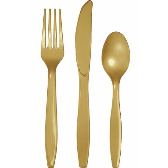 Plastic bestek goud 72-delig -
