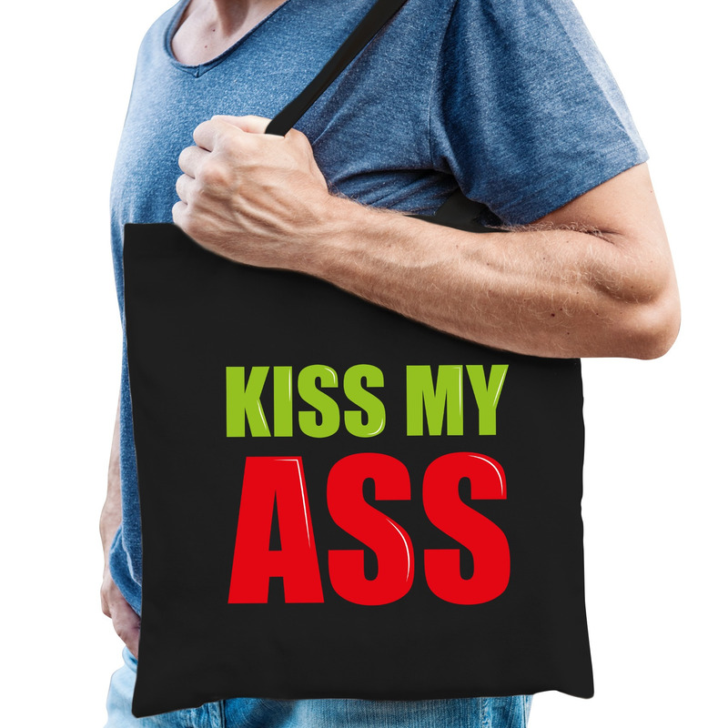 Kiss my ass cadeau tas zwart voor heren -