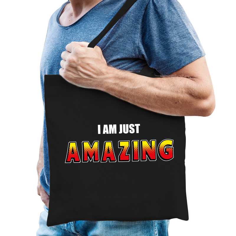 Katoenen tas / shopper zwart I am just amazing heren -