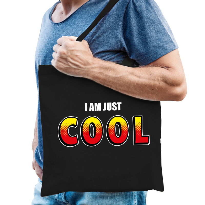 Katoenen tas / shopper zwart I am just cool heren -