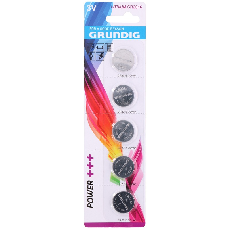 Grundig Knoopcel batterijen - 5x - CR2016 - 3V - knoopbatterijen -