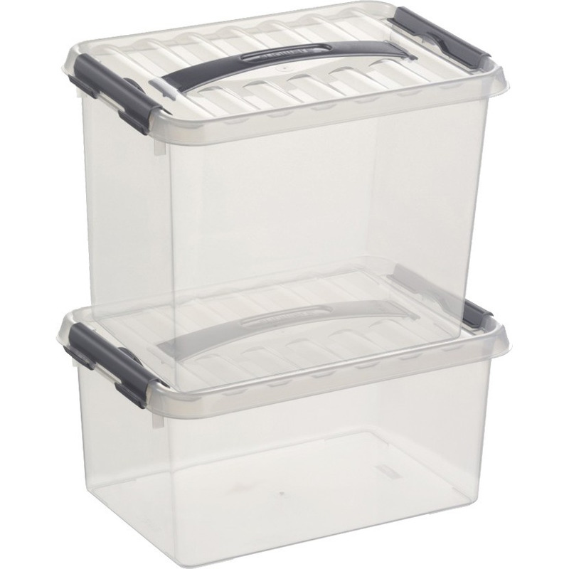 2x Opberg boxen/opbergdozen set 6 en 9 liter 30 cm kunststof -
