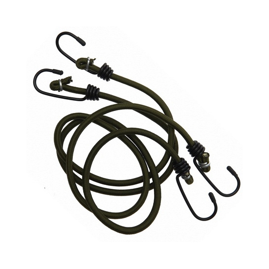 Elastische span / elastiek spin - 2x stuks - legergroen - 56 cm - met metalen haak - vastzetten -