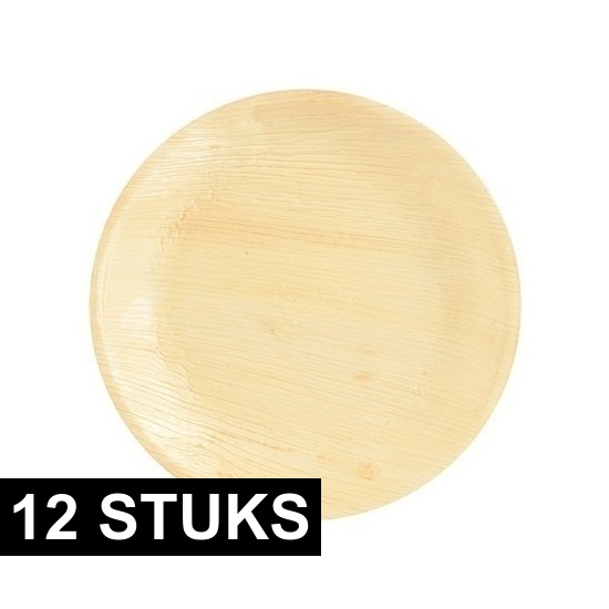 12x Gerecyclede wegwerp borden palmblad 23 cm -