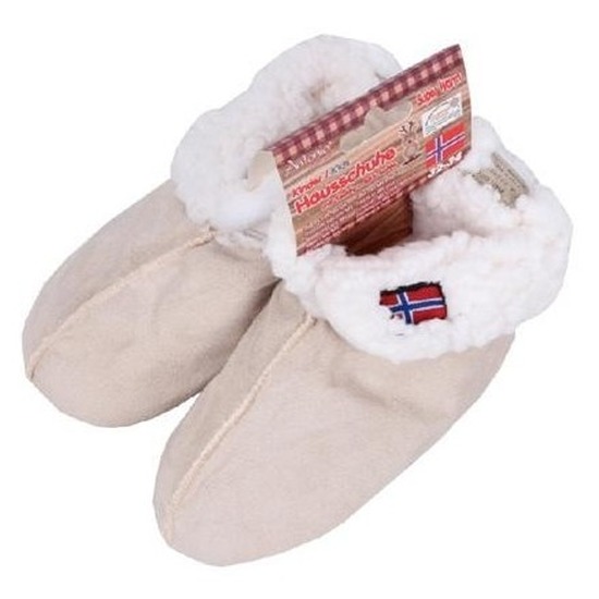 Gevoerde pantoffels/sloffen beige voor kinderen 32-34 -