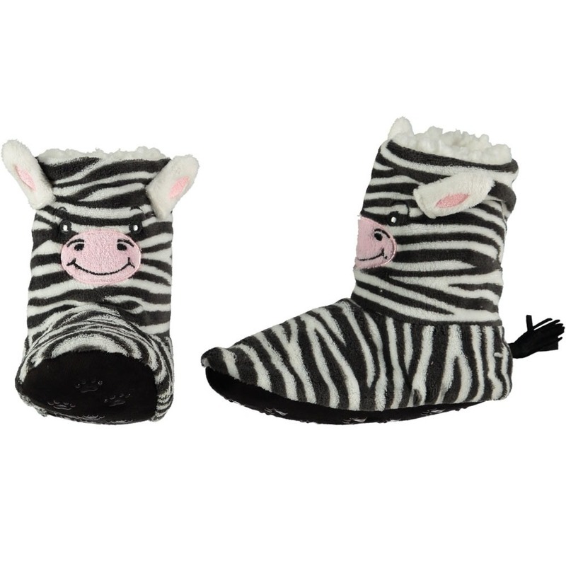 Kinder hoge dieren pantoffels/sloffen zebra 31-33 -