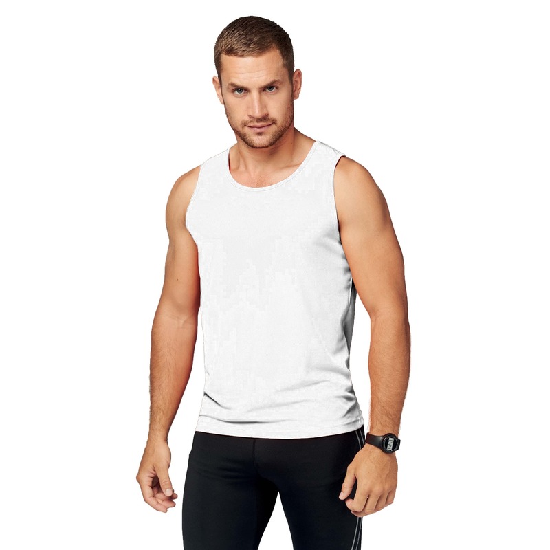 Sport singlet voor heren - Wit - Tanktop hemd - Herenkleding - Mouwloze t-shirts 2XL (44/56) -