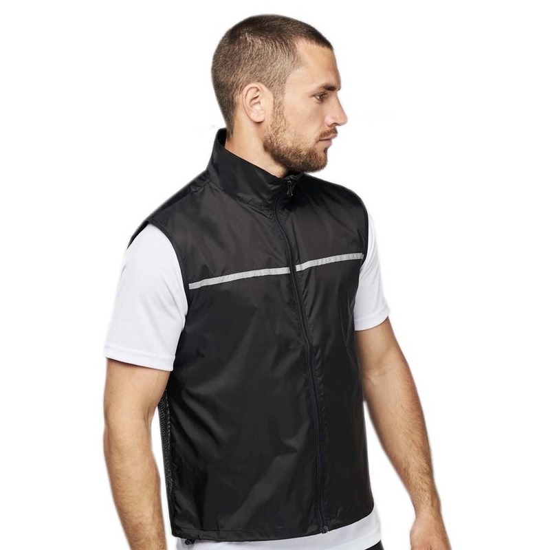 Hardloop/runner reflecterend sport vest/bodywamer zwart M (38/50) -
