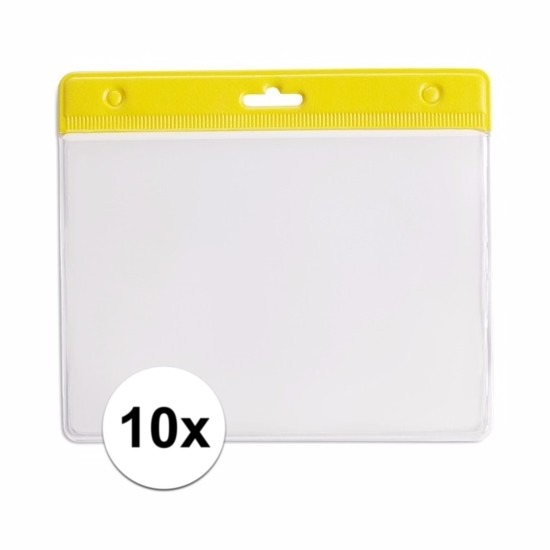 10 badgehouders geel 11,5 x 9,5 cm -
