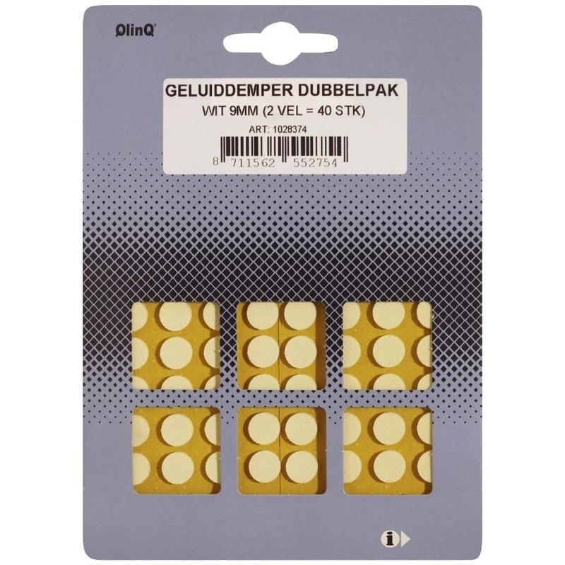 Geluiddempende meubel viltjes - 40x stuks - zelfklevend - rond - wit - dia 9 mm -