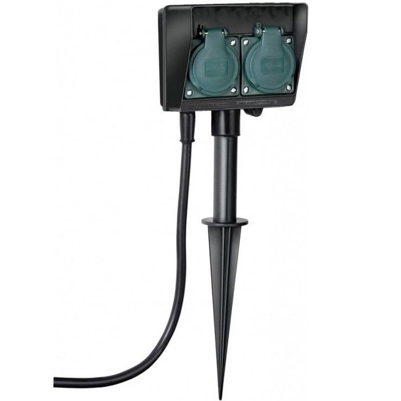Tuincontactdoos/stopcontact op spies dubbel -