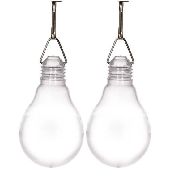 2x Buiten verlichting solar lampenbolletjes wit 11,8 cm -