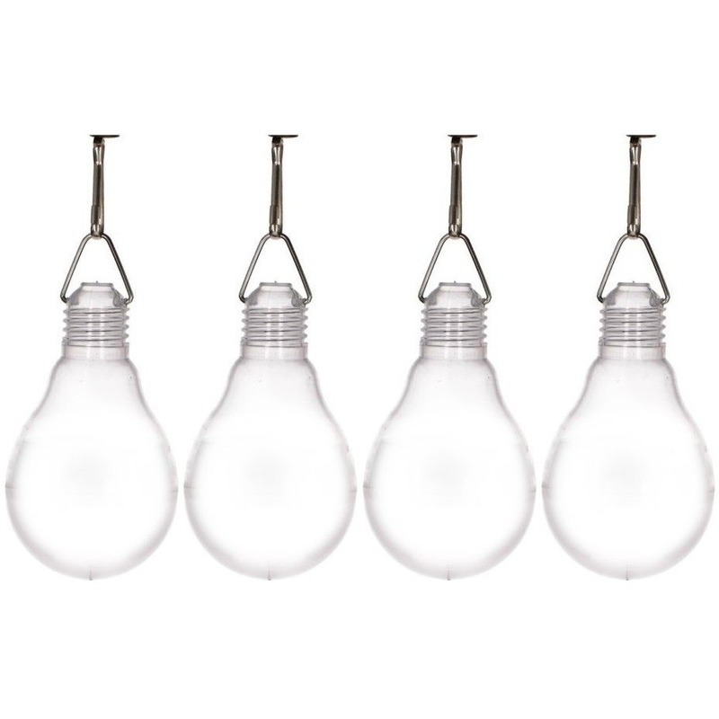 4x Buiten verlichting solar lampenbolletjes wit 11,8 cm -