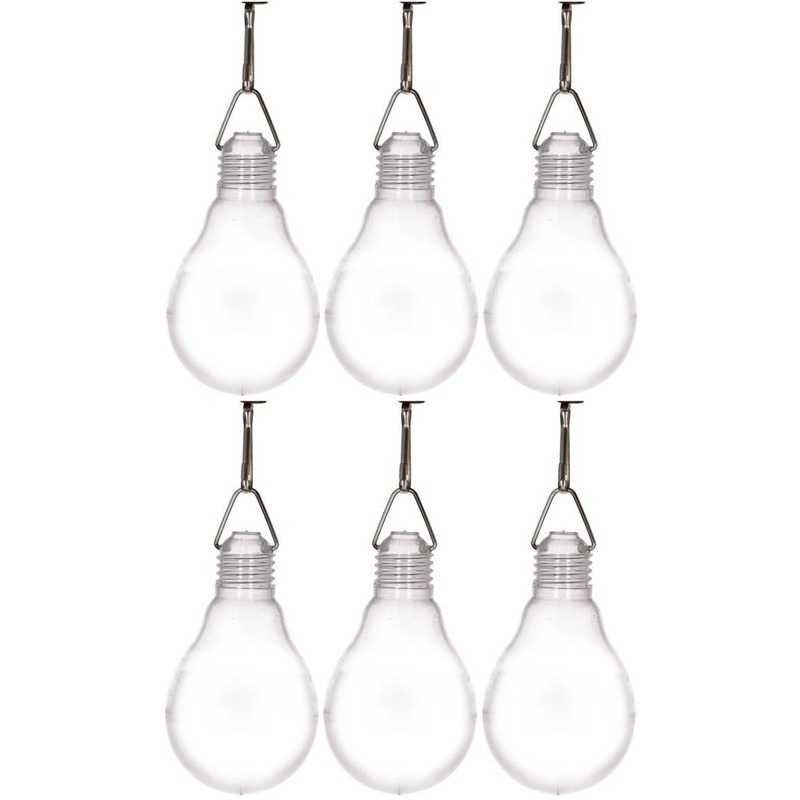 6x Buiten verlichting solar lampenbolletjes wit 11,8 cm -