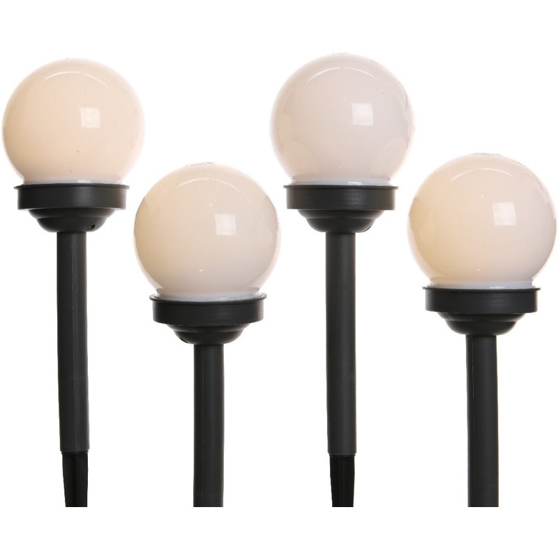 Solar prikspots - set 4x - bollen verlichting - H27 cm - warm wit -