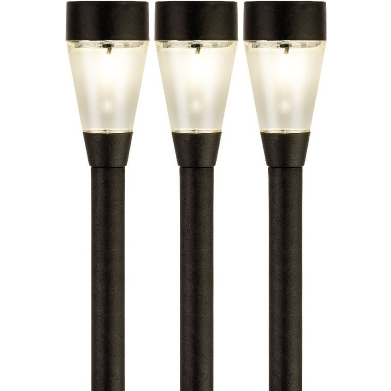 3x Buiten/tuin LED zwarte stekers Jive solar verlichting 32 cm -