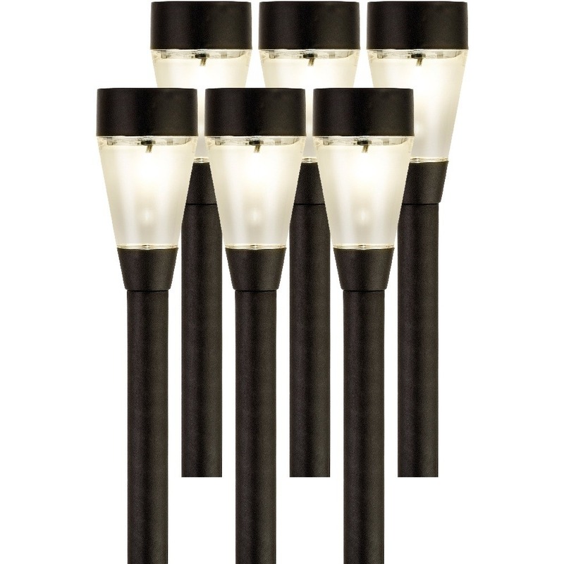 6x Buiten/tuin LED zwarte stekers Jive solar verlichting 32 cm -