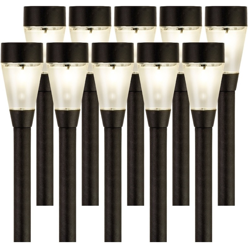 10x Buiten/tuin LED zwarte stekers Jive solar verlichting 32 cm -