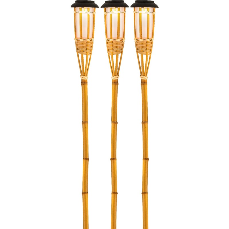 Tuinfakkel met solar verlichting - 3x - Bodi - 54 cm - LED vlam -