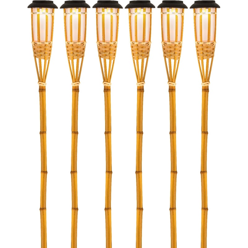 Tuinfakkel met solar verlichting - 6x - Bodi - 54 cm - LED vlam -
