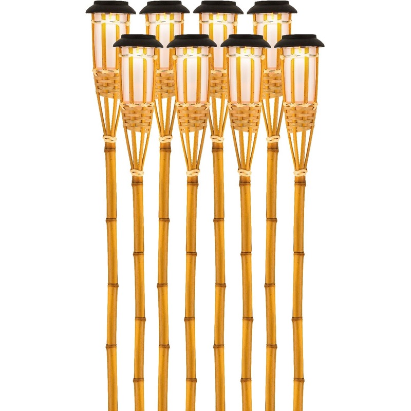 Tuinfakkel met solar verlichting - 8x - Bodi - 54 cm - LED vlam -