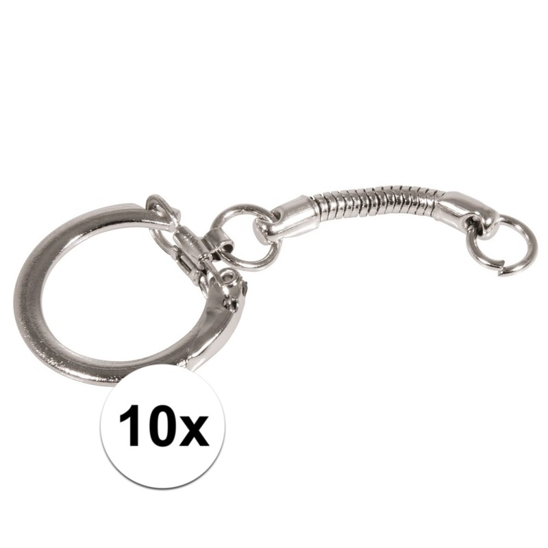 10 Stuks hobby sleutelhangers/ringen met ketting en clipsluiting -