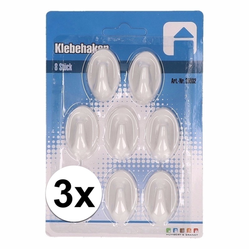 24x Zelfklevende haakjes 3 x 4 cm keuken/badkamer -