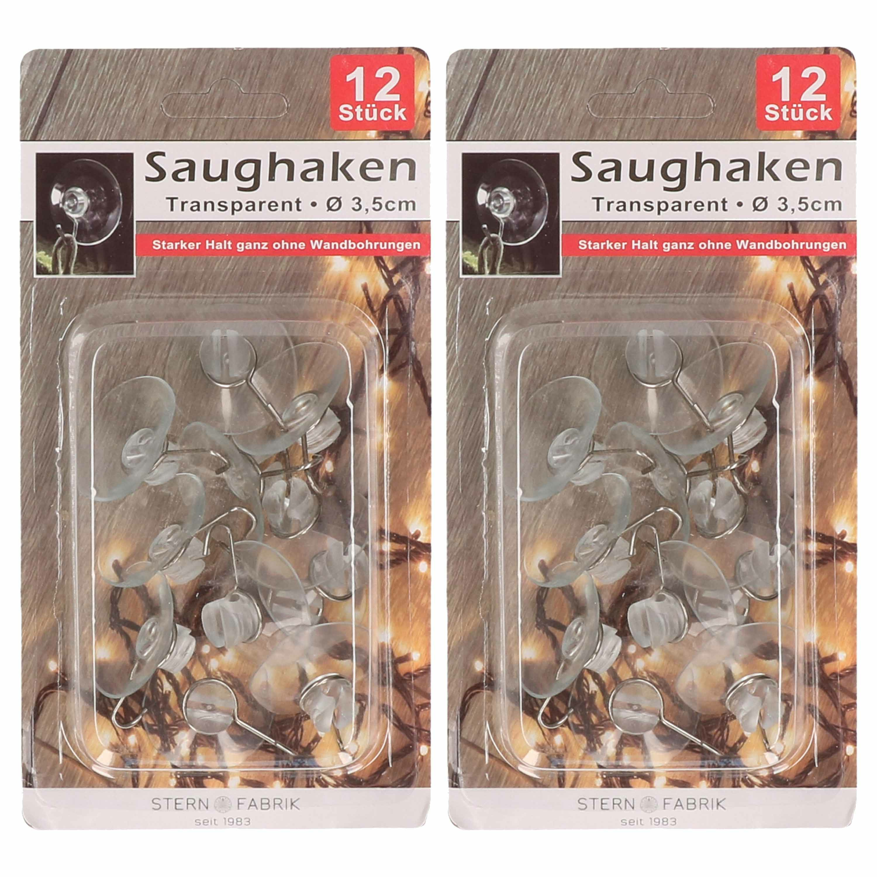 Ophanghaakjes met zuignap - 24x stuks - transparant - dia 3 cm -