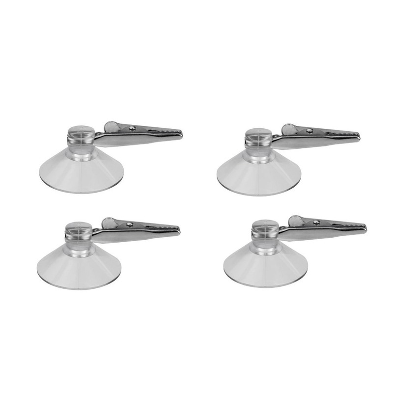Zuignap clips met krokodillen ophang klem van 4 cm - 4x - Versieringen/feestartikelen ophangen -