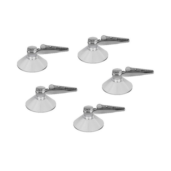 Zuignap clips met krokodillen ophang klem van 4 cm - 5x - Versieringen/feestartikelen ophangen -