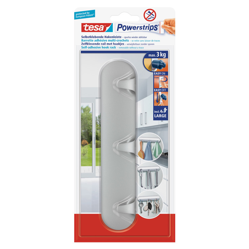 Tesa Powerstrips chroom hakenrek 3-haaks klusbenodigdheden -