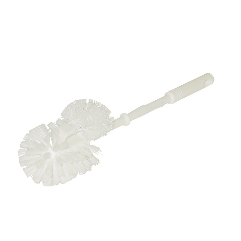 Toiletborstel - met randreiniger - wit - 37 x 7.5 cm - kunststof -