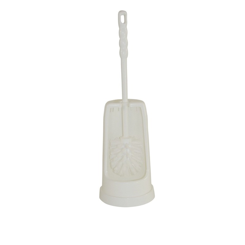 WC borstel - wit - inclusief houder - kunststof - 39 cm -
