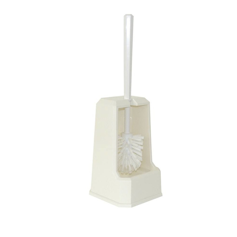 WC borstel - wit - inclusief houder - kunststof - 37 cm -