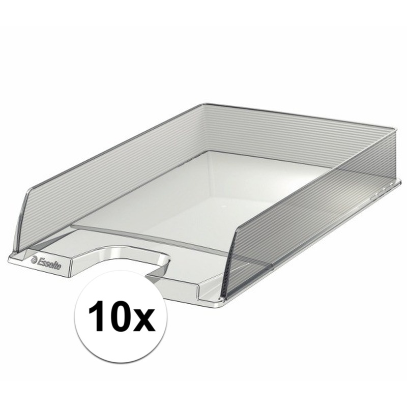 Esselte Brievenbakje/postvakje - 10x - transparant - A4 formaat - stapelbaar - bureau oprganizer -