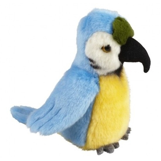 Pluche blauw/gele ara papegaai knuffel 18 cm -