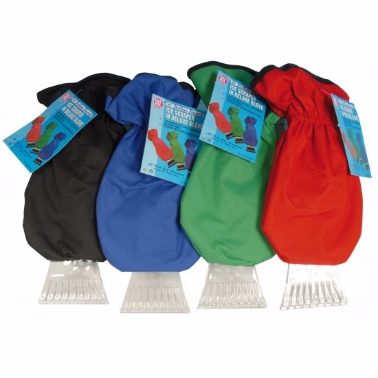 IJskrabber met groene handschoen -