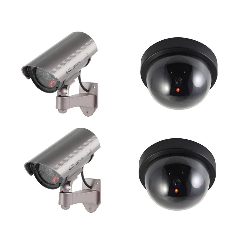 Dummy beveiligingscamera set 4 stuks zwart/zilver -