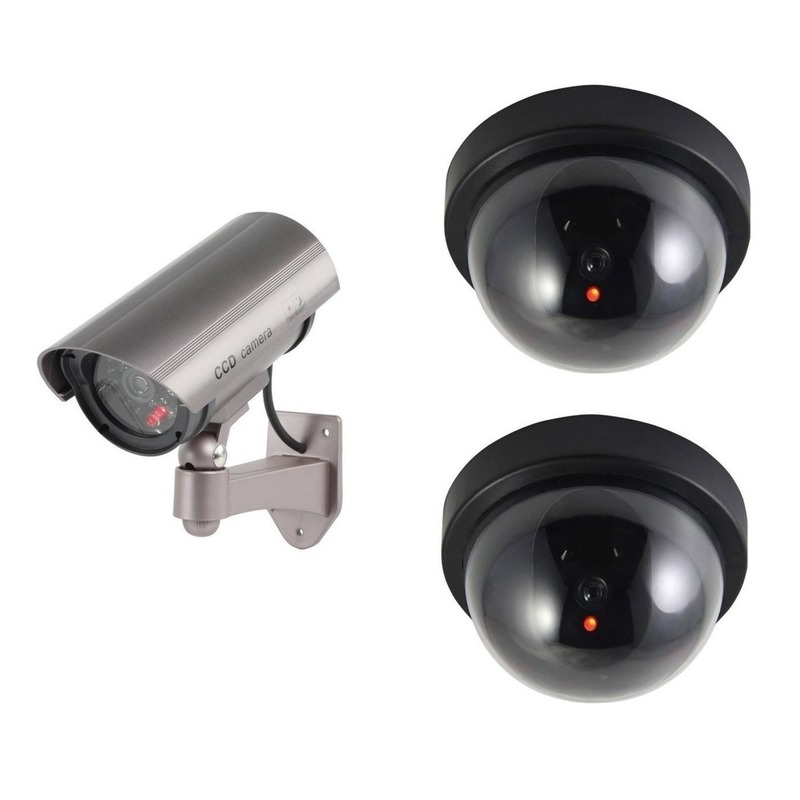 Dummy beveiligingscamera set 3 stuks zwart/zilver -