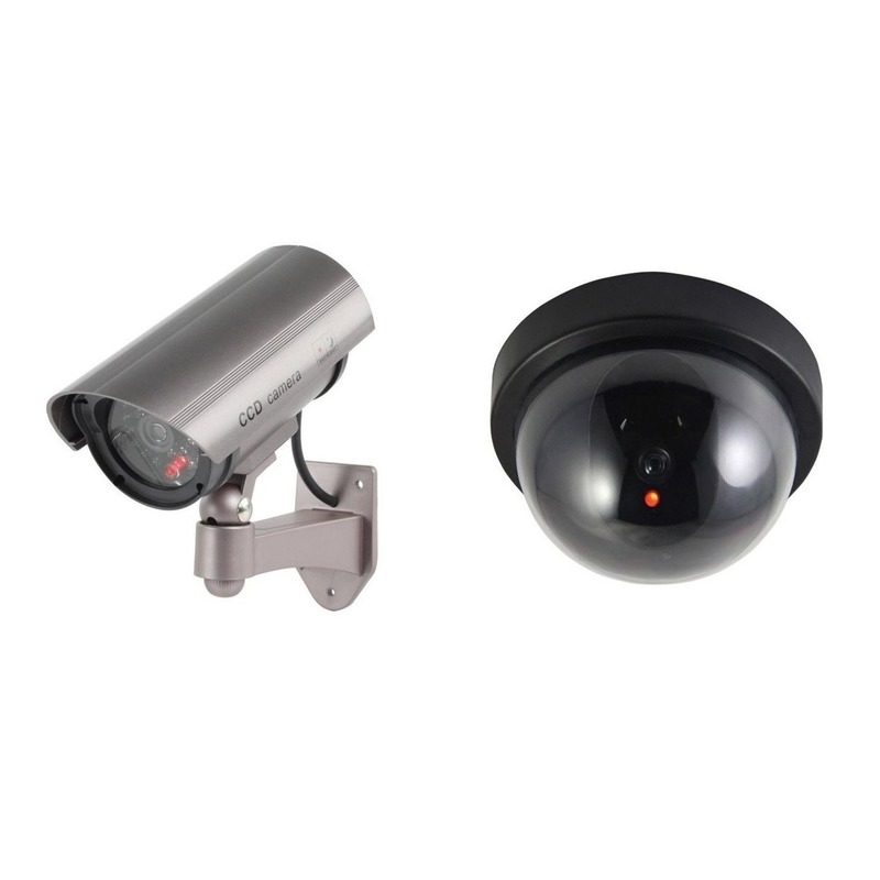 Dummy beveiligingscamera set 2 stuks zwart/zilver -