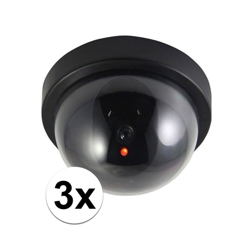 3x stuks Dummy beveiligingscameras met LED -