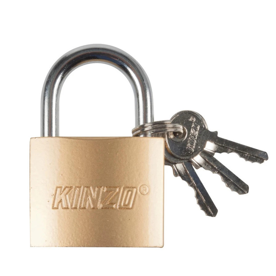 Kinzo Hangslot - 50 mm - 3 sleutels - messing -
