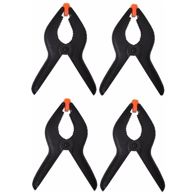 Hobby lijmklemmen - 4x - 10 cm - zwart - klemmen -