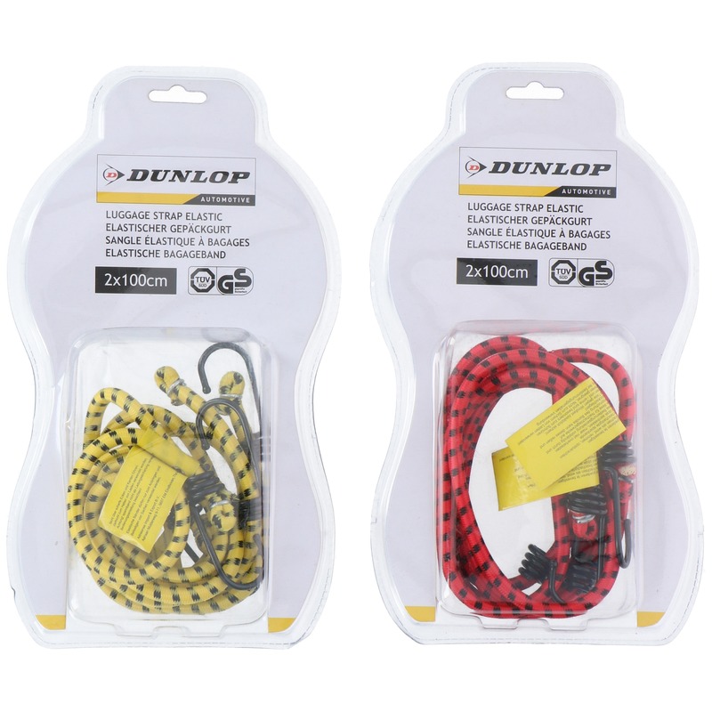 Dunlop bagagespin 8 mm - 2x stuks - Snelbinders - Spinbinders elastiek van 1 meter -