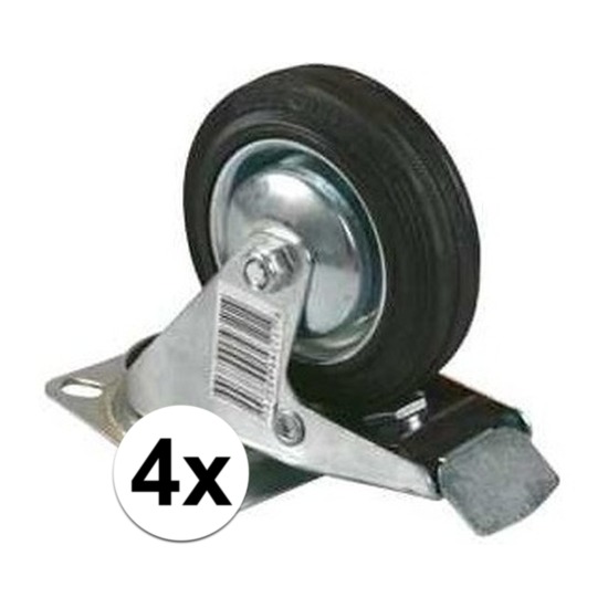 4x Zwenkwiel 75 mm inclusief rem -