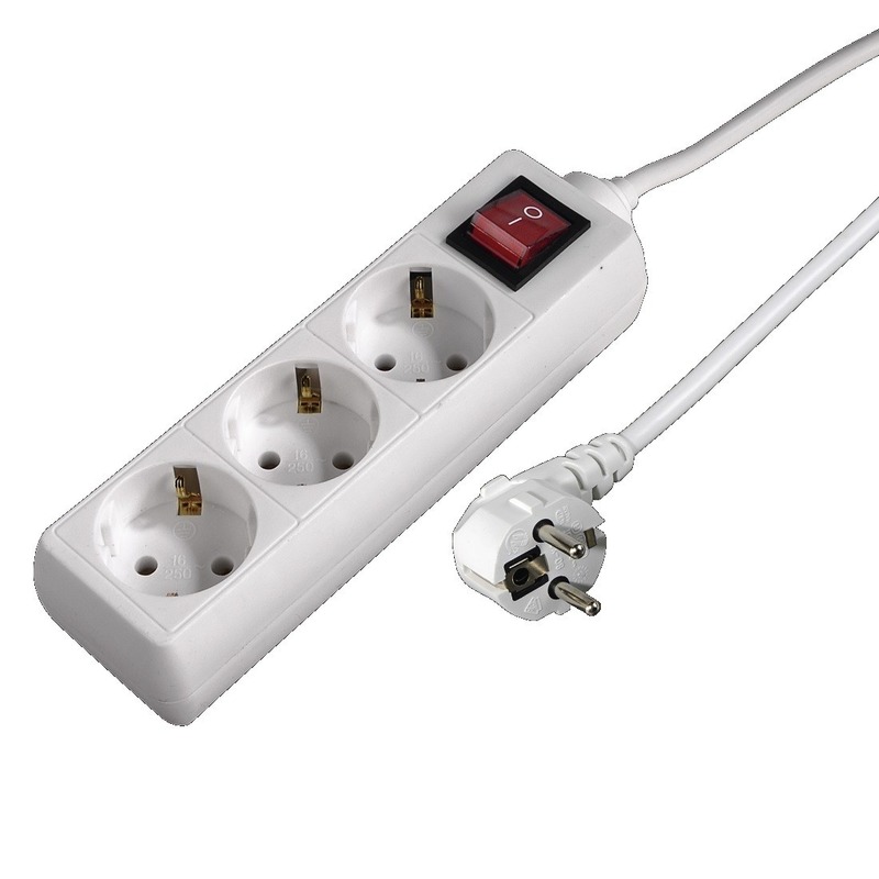 Tafelcontactdoos - 3-voudig - schakelaar - met 1,4 meter snoer -