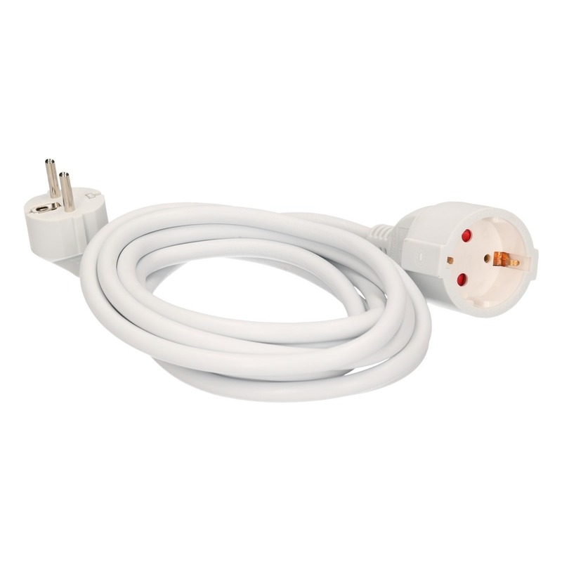 Verlengsnoer - 3 meter - randaarde - wit - 3500W - 250V -