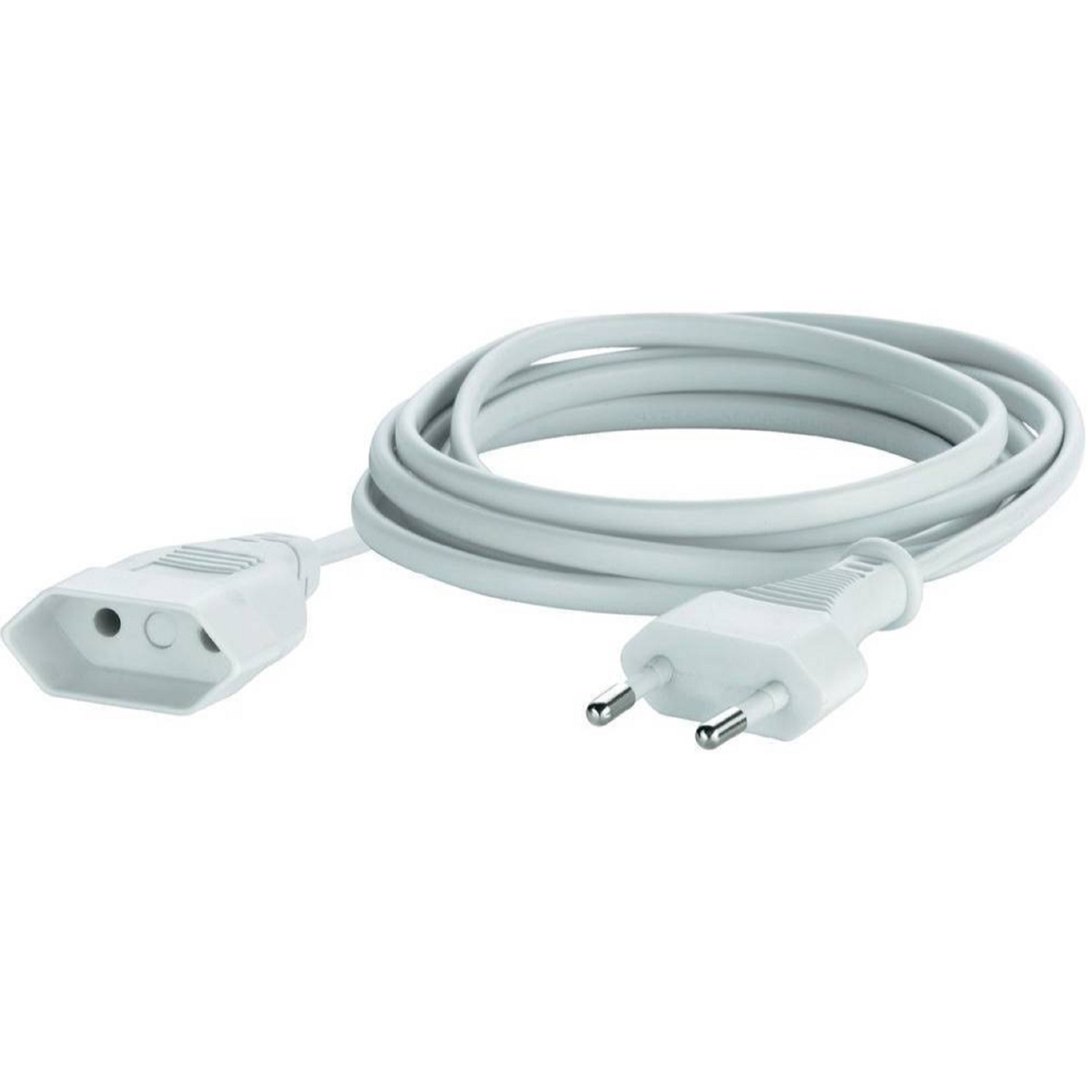 1x Verlengsnoer/kabel plat 5 meter wit voor binnen -
